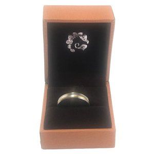 HAOSG Silver Tone 4 mm Tungsten Wedding Band Ring Gold Tone Original Box Sz 7.5